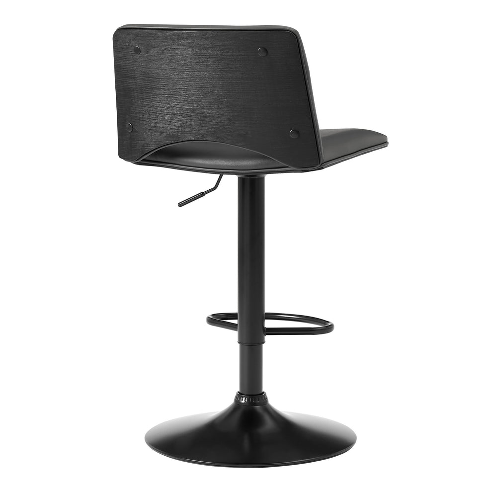 42" Gray Faux Leather And Iron Swivel Low Back Adjustable Height Bar Chair By Homeroots | Bar Stools | Modishstore - 4
