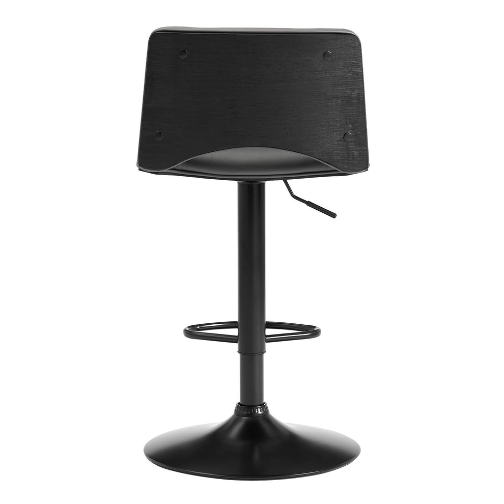 42" Gray Faux Leather And Iron Swivel Low Back Adjustable Height Bar Chair By Homeroots | Bar Stools | Modishstore - 5