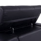 75" Black Italian Leather and Chrome Solid Color Love Seat By Homeroots | Loveseats | Modishstore - 5