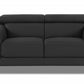 75" Black Italian Leather and Chrome Solid Color Love Seat By Homeroots | Loveseats | Modishstore - 13