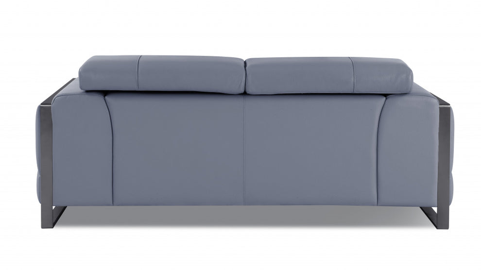 75" Black Italian Leather and Chrome Solid Color Love Seat By Homeroots | Loveseats | Modishstore - 20