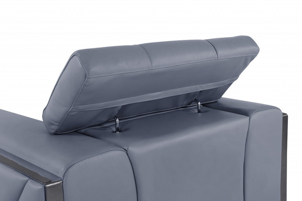 75" Black Italian Leather and Chrome Solid Color Love Seat By Homeroots | Loveseats | Modishstore - 22