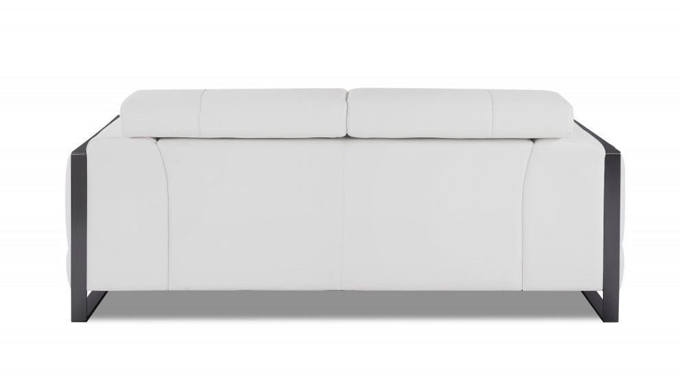 75" Black Italian Leather and Chrome Solid Color Love Seat By Homeroots | Loveseats | Modishstore - 27