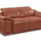 72" Camel And Silver Italian Leather Power Reclining Love Seat By Homeroots