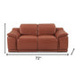 72" Camel And Silver Italian Leather Power Reclining Love Seat By Homeroots