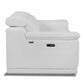72" White And Silver Italian Leather Power Reclining Love Seat By Homeroots