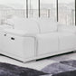 72" White And Silver Italian Leather Power Reclining Love Seat By Homeroots | Loveseats | Modishstore - 2