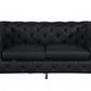 69" Black Tufted Italian Leather and Chrome Love Seat By Homeroots | Loveseats | Modishstore