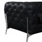 69" Black Tufted Italian Leather and Chrome Love Seat By Homeroots | Loveseats | Modishstore - 5