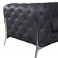 69" Black Tufted Italian Leather and Chrome Love Seat By Homeroots | Loveseats | Modishstore - 20