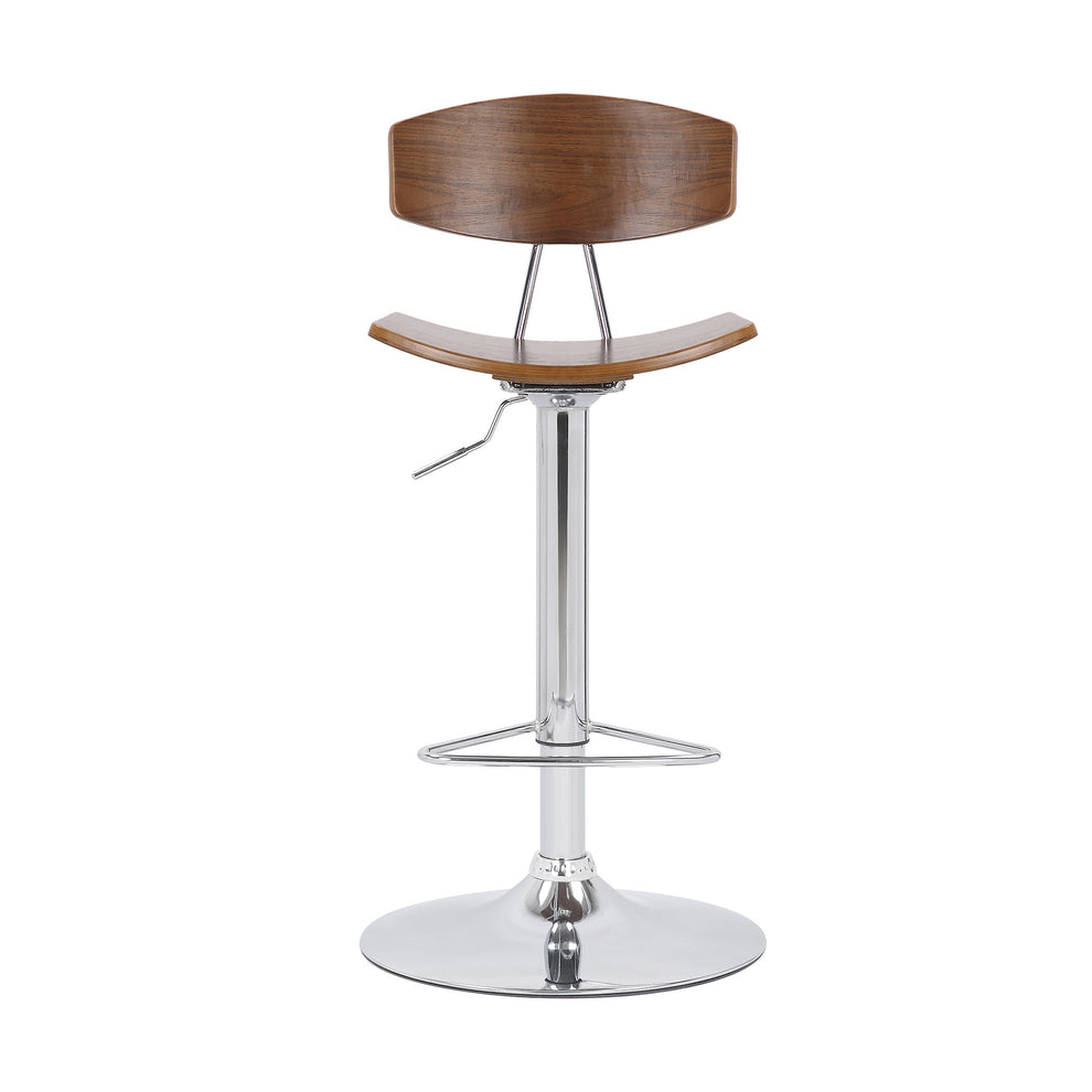 42" Silver and Walnut Adjustable Height Bar Chair By Homeroots | Bar Stools | Modishstore - 2