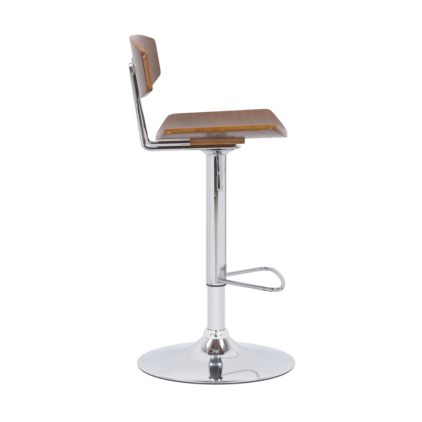 42" Silver and Walnut Adjustable Height Bar Chair By Homeroots | Bar Stools | Modishstore - 4