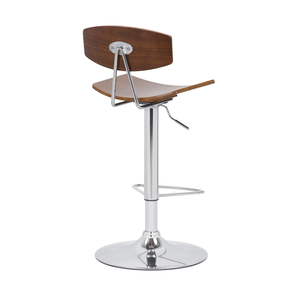 42" Silver and Walnut Adjustable Height Bar Chair By Homeroots | Bar Stools | Modishstore - 5