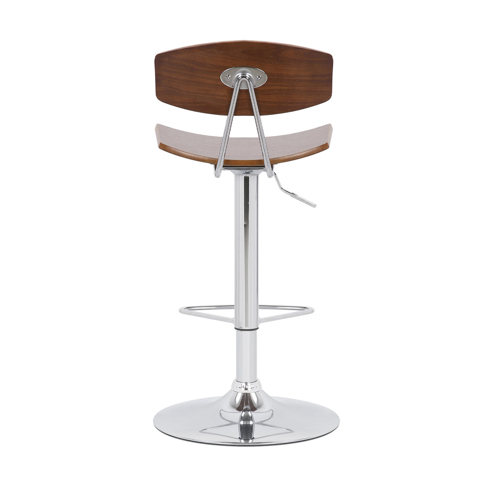 42" Silver and Walnut Adjustable Height Bar Chair By Homeroots | Bar Stools | Modishstore - 6
