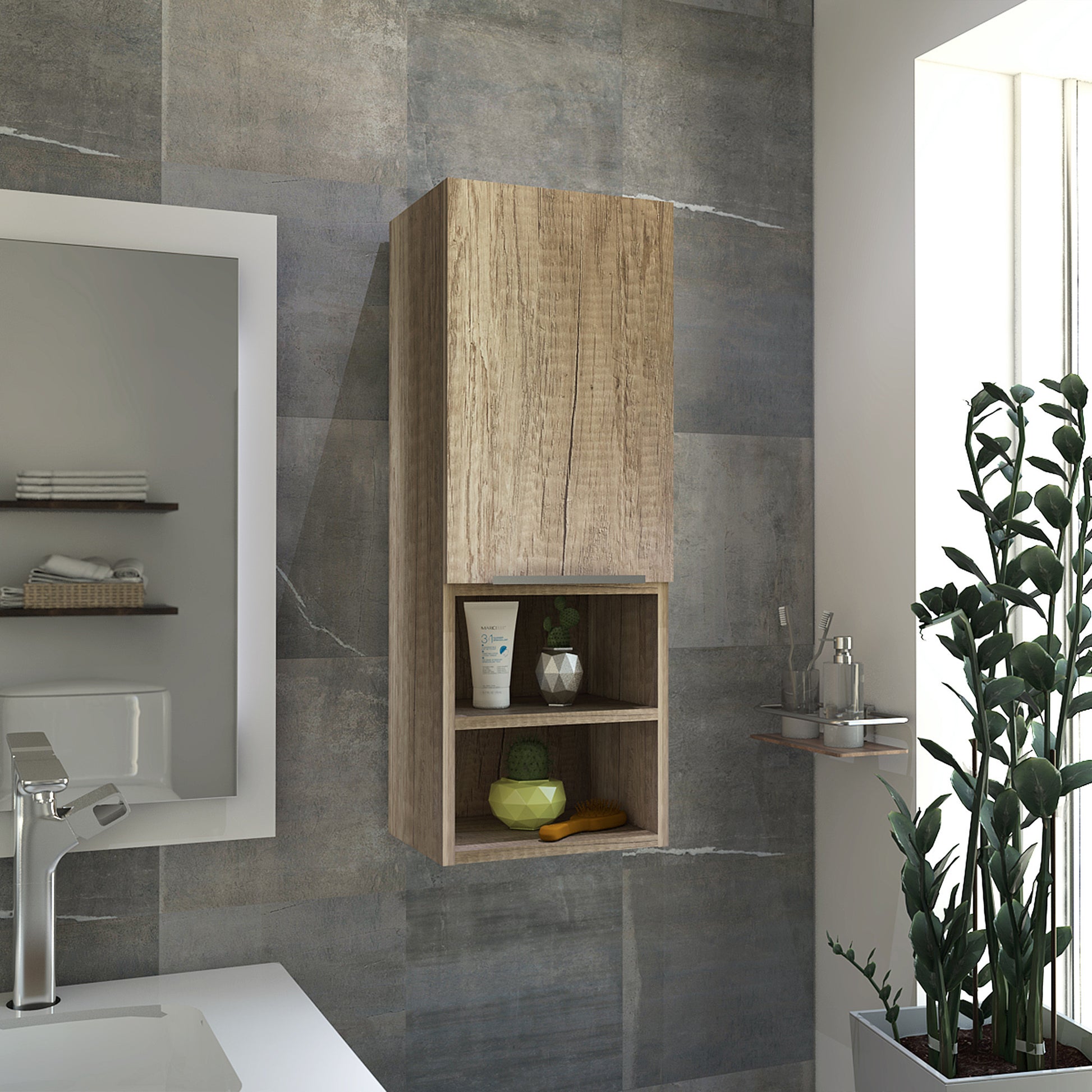 32” Modern Light Oak Medicine Cabinet By Homeroots | Cabinets | Modishstore