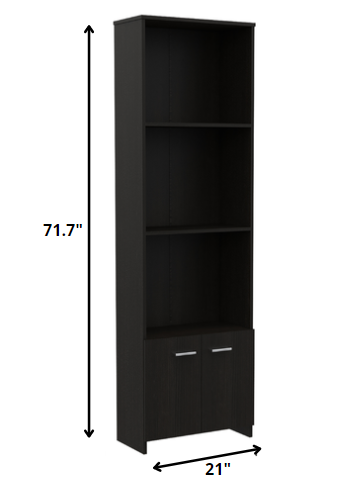 Sleek and Modern Black Wengue Living Room Bookcase By Homeroots | Bookcases | Modishstore - 3