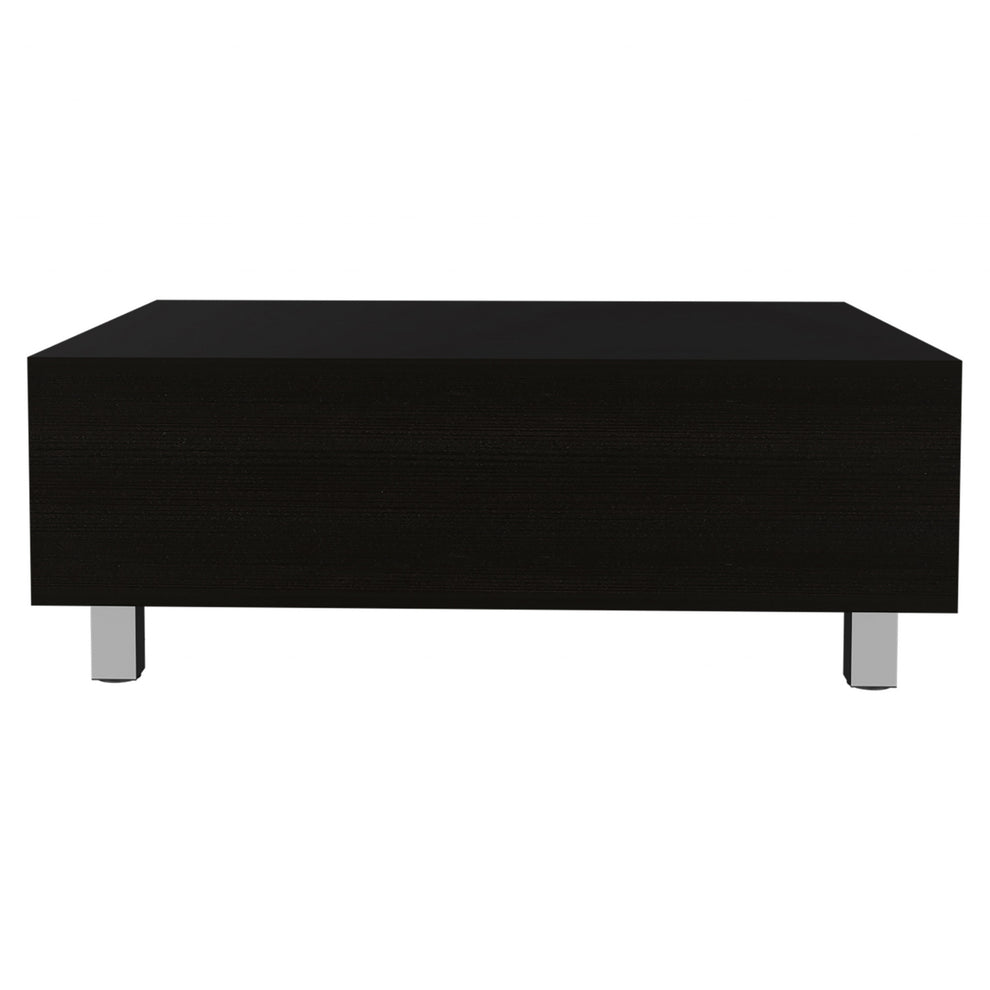 32" Black Manufactured Wood Rectangular Lift Top Coffee Table With Drawer And Shelf By Homeroots | Coffee Tables | Modishstore - 2