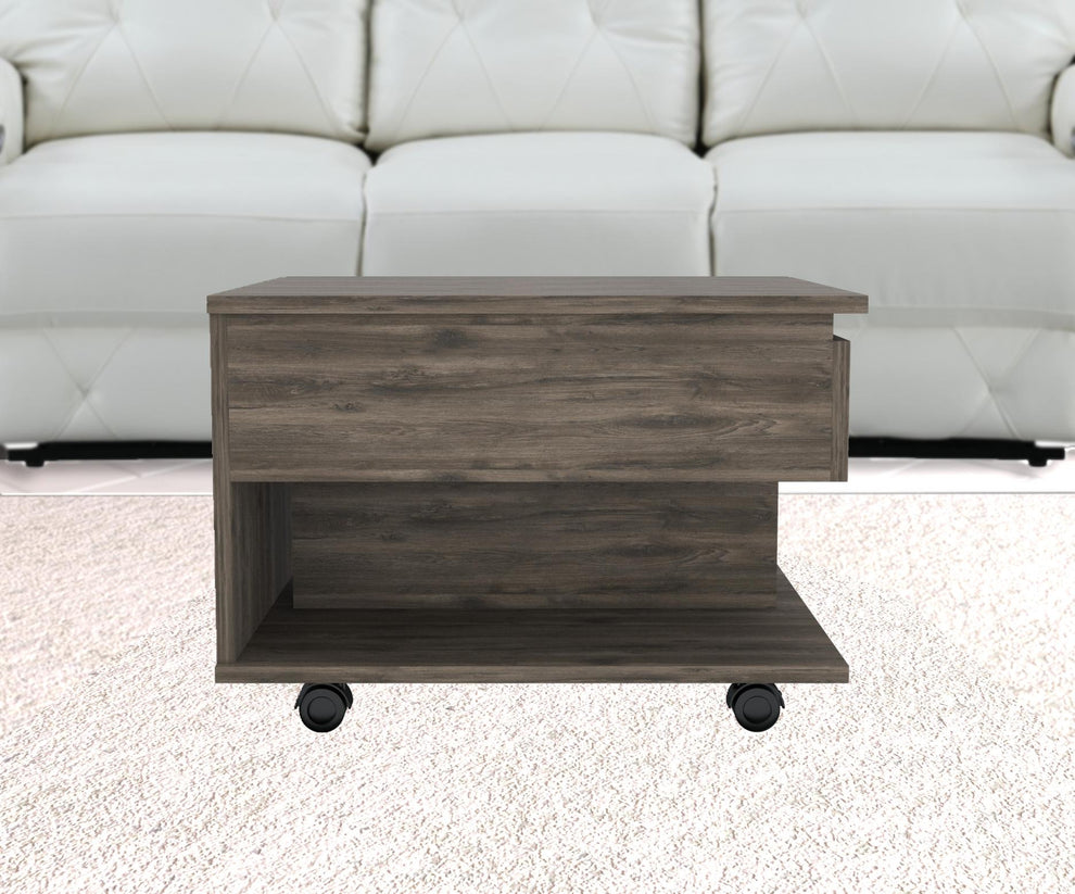 22" Dark Brown Manufactured Wood Rectangular Lift Top Coffee Table With Drawer By Homeroots | Coffee Tables | Modishstore - 5