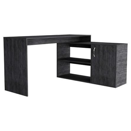 Sleek Smokey Oak L Shape Office Desk By Homeroots | Desks | Modishstore - 2