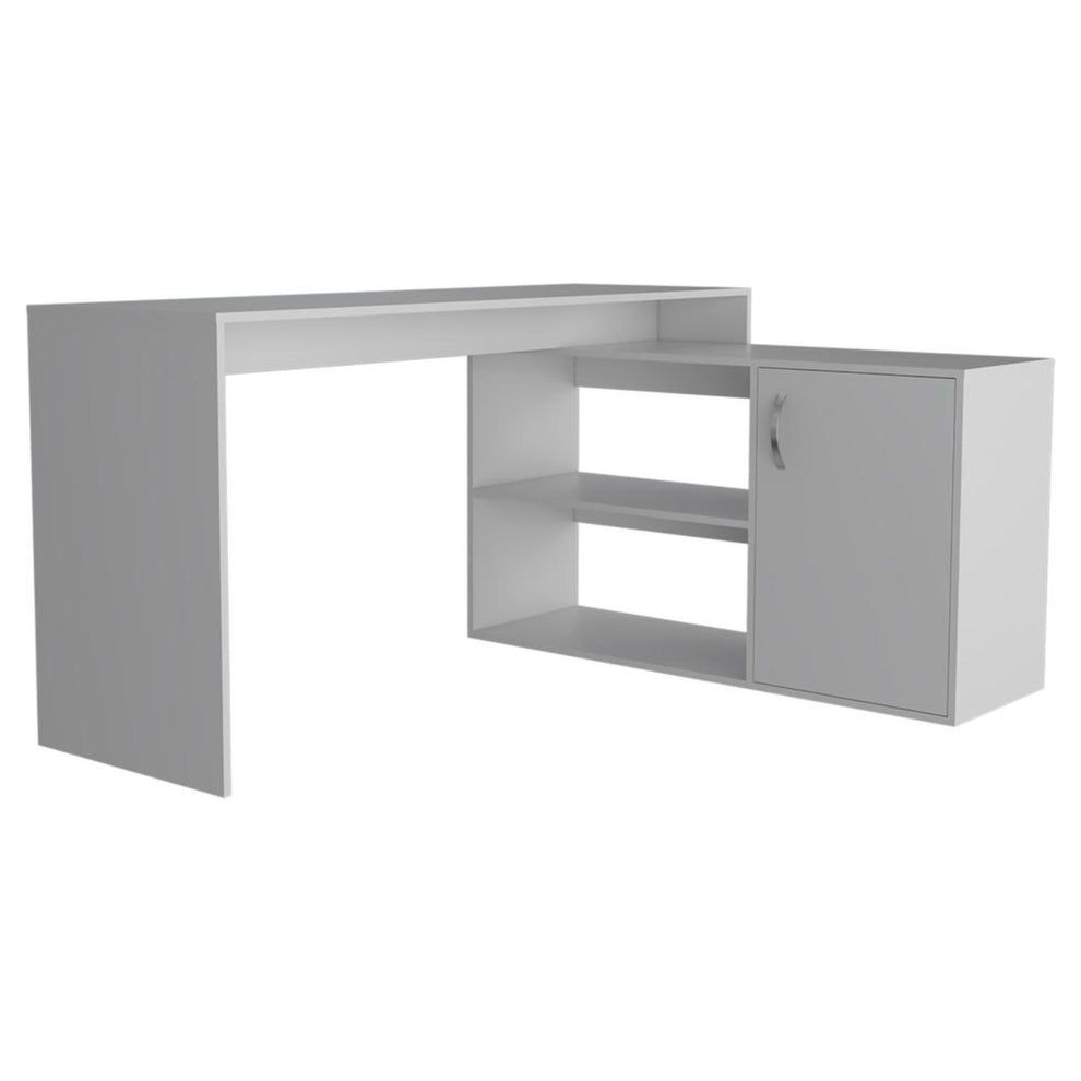 Sleek Smokey Oak L Shape Office Desk By Homeroots | Desks | Modishstore - 7