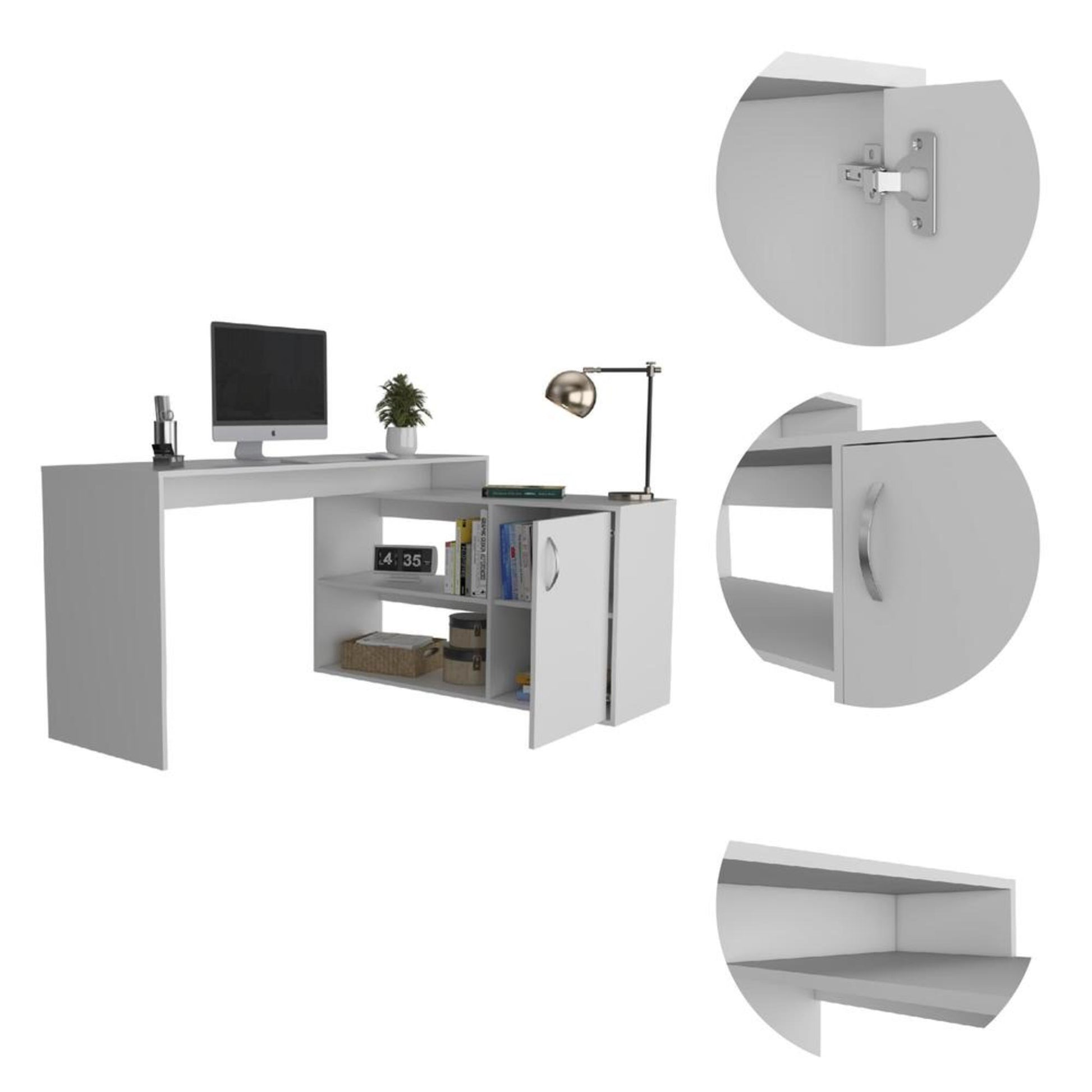 Sleek Smokey Oak L Shape Office Desk By Homeroots | Desks | Modishstore - 9
