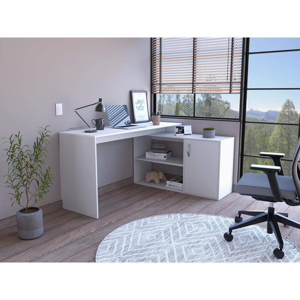 Sleek Smokey Oak L Shape Office Desk By Homeroots | Desks | Modishstore - 10