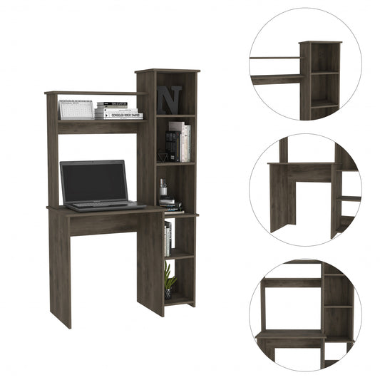 Modern Dark Brown Office Desk with Storage Cabinet By Homeroots | Desks | Modishstore