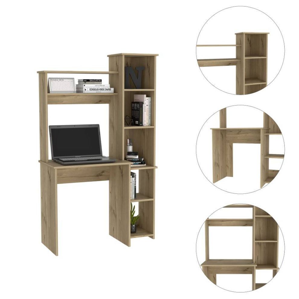 Modern Light Oak Office Desk with Storage Cabinet By Homeroots | Desks | Modishstore - 2