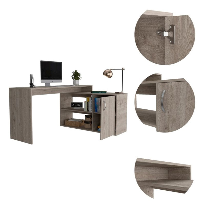 Contemporary and Professional Light Grey Home Office Desk By Homeroots | Desks | Modishstore - 3