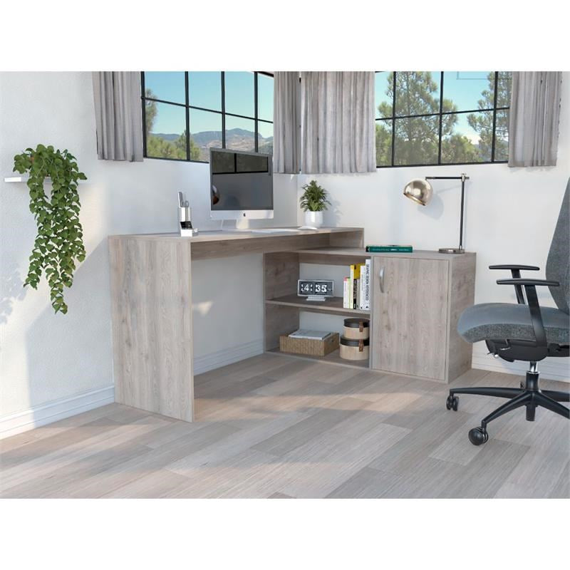 Contemporary and Professional Light Grey Home Office Desk By Homeroots | Desks | Modishstore - 5