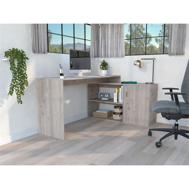 Contemporary and Professional Light Grey Home Office Desk By Homeroots | Desks | Modishstore