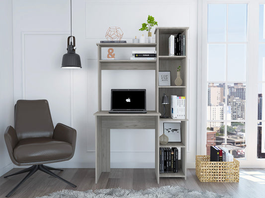 Modern Light Gray Office Desk with Storage Cabinet By Homeroots | Desks | Modishstore