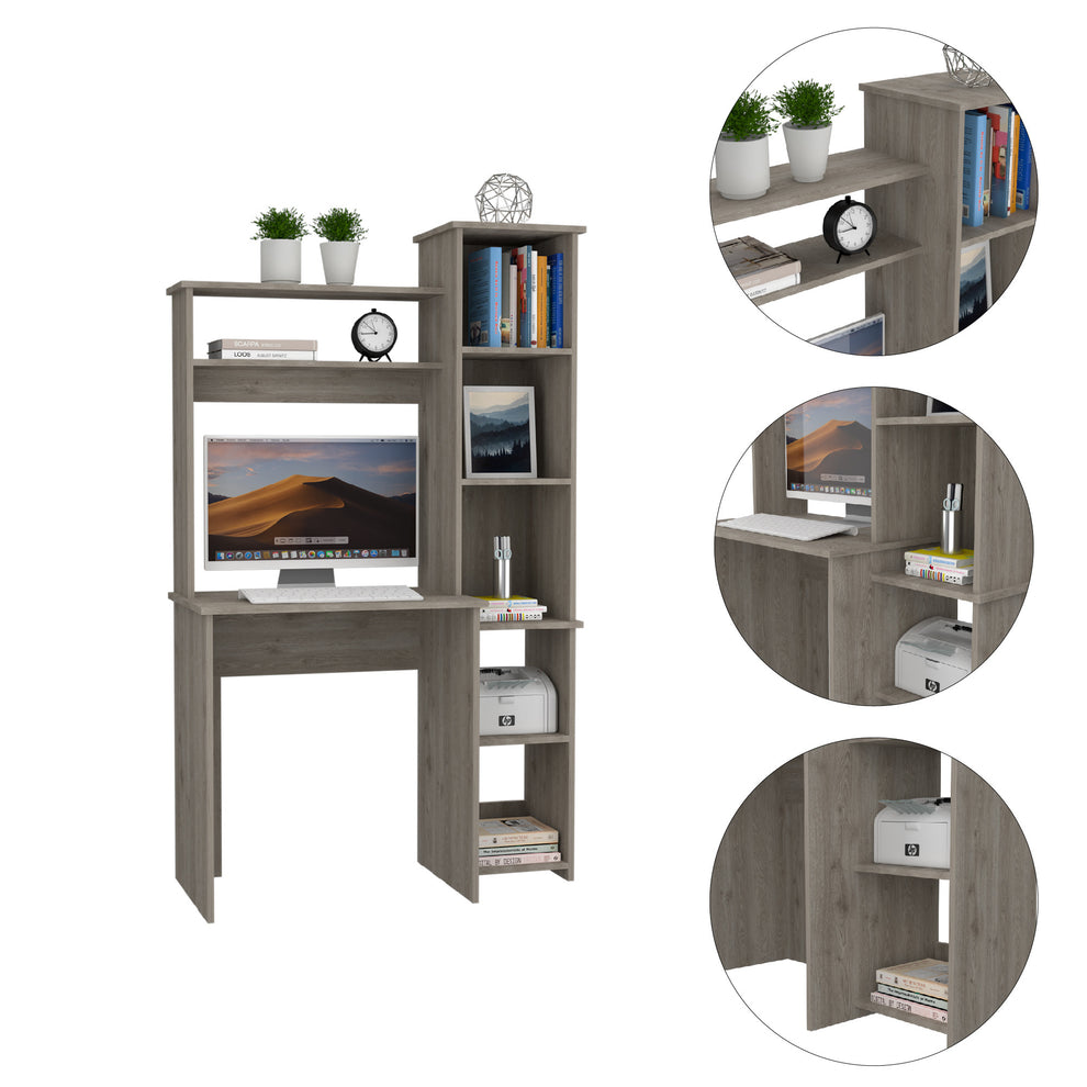 Modern Light Gray Office Desk with Storage Cabinet By Homeroots | Desks | Modishstore - 3