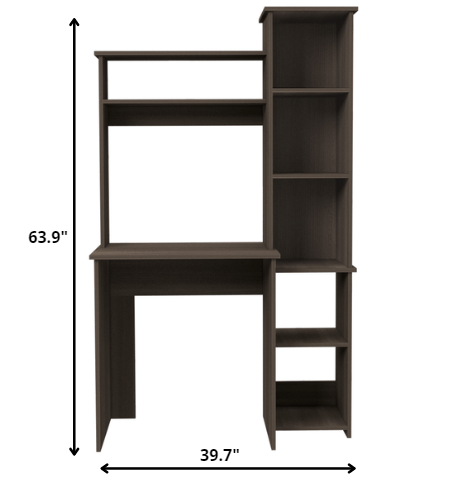 Modern Smokey Oak Office Desk with Storage Cabinet By Homeroots | Desks | Modishstore - 4