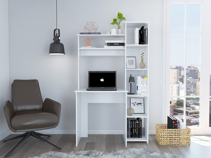 Modern White Office Desk with Storage Cabinet By Homeroots | Desks | Modishstore