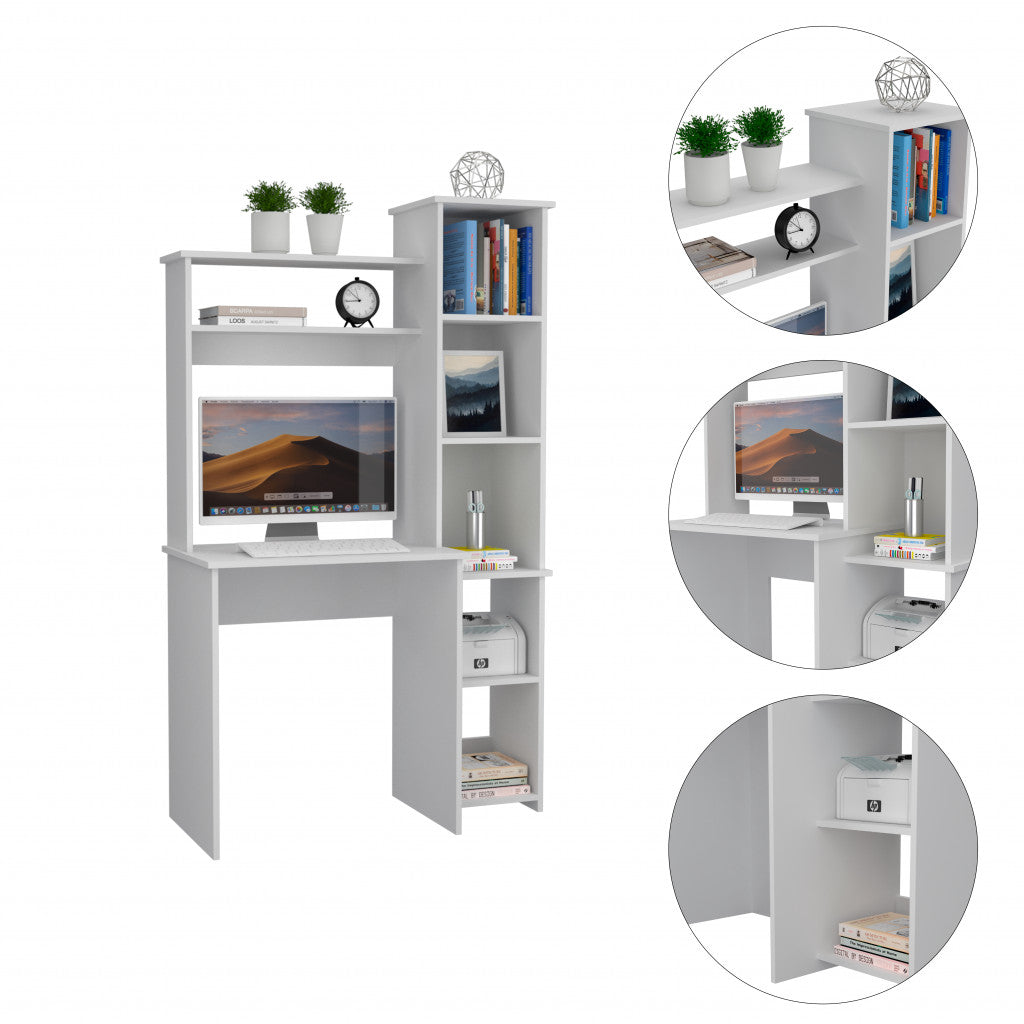Modern White Office Desk with Storage Cabinet By Homeroots | Desks | Modishstore - 3