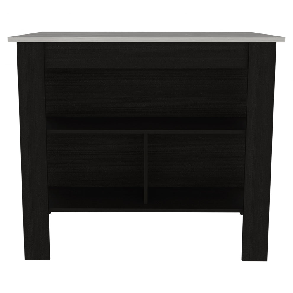 Modern Black Kitchen Island with a Marble Counter Top By Homeroots | Kitchen Carts | Modishstore - 2