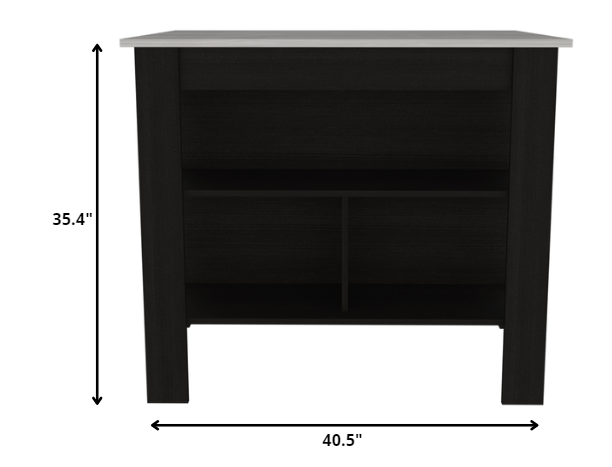 Modern Black Kitchen Island with a Marble Counter Top By Homeroots | Kitchen Carts | Modishstore - 4