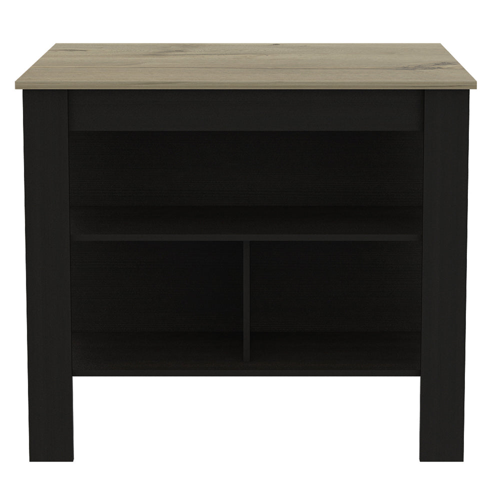 Modern Black Wengue and Light Oak Kitchen Island By Homeroots | Kitchen Carts | Modishstore - 2