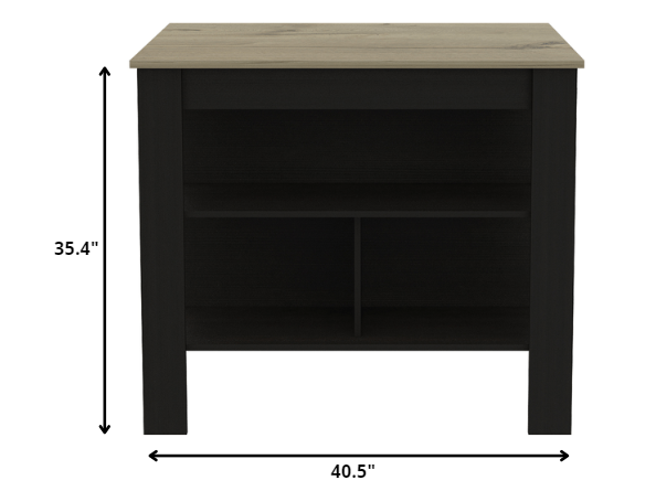 Modern Black Wengue and Light Oak Kitchen Island By Homeroots | Kitchen Carts | Modishstore - 4