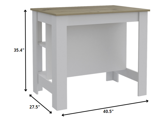 Modern White and Light Oak Kitchen Island By Homeroots | Kitchen Carts | Modishstore - 5