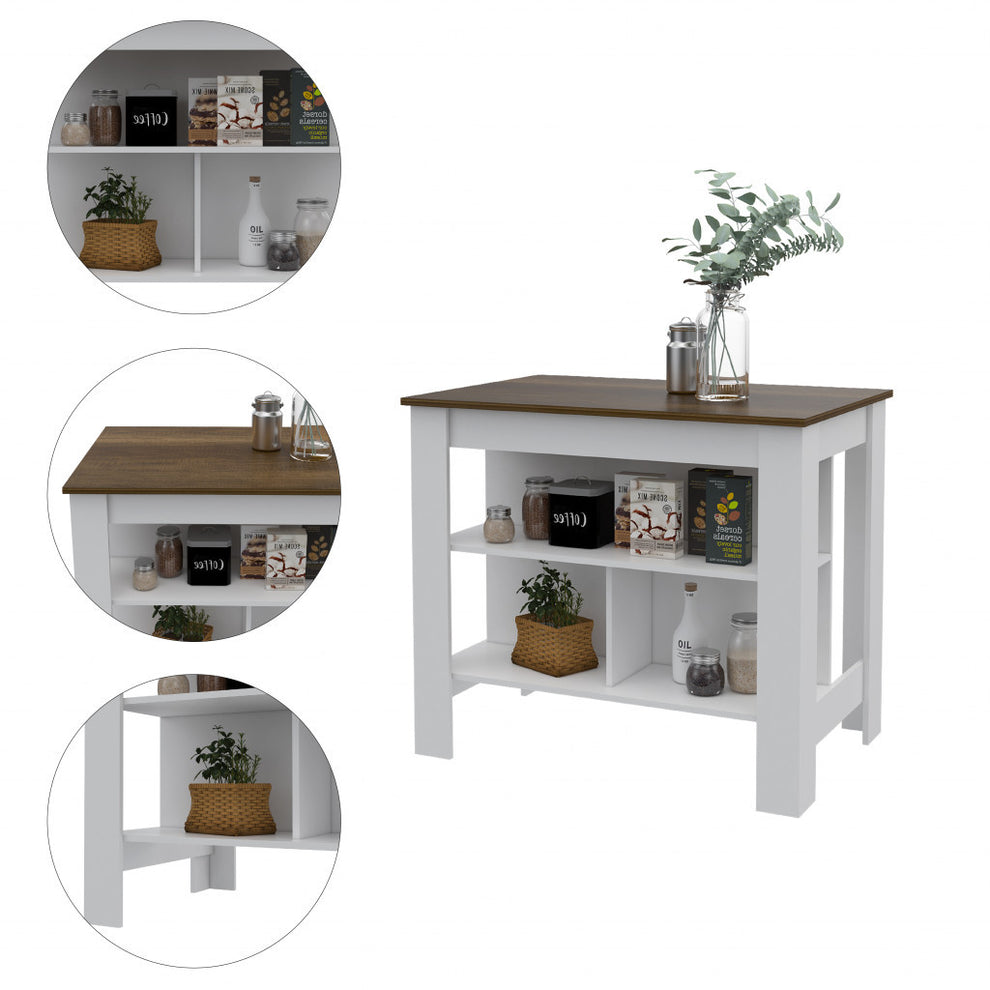 Modern White and Caramel Kitchen Island By Homeroots | Kitchen Carts | Modishstore - 4