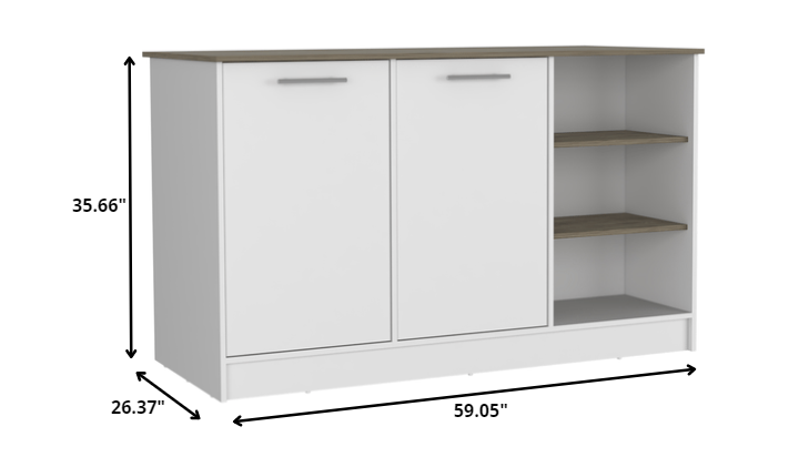Sleek and Modern White and Dark Brown Kitchen Island By Homeroots | Kitchen Carts | Modishstore - 4