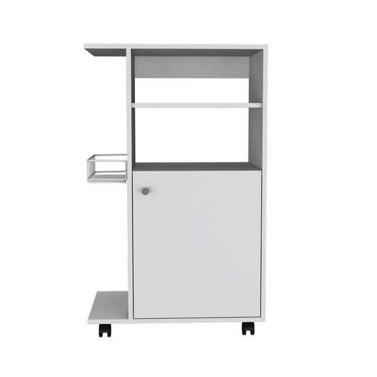 Contemporary White Rolling Kitchen Cart By Homeroots | Kitchen Carts | Modishstore