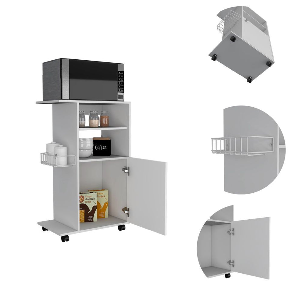 Contemporary White Rolling Kitchen Cart By Homeroots | Kitchen Carts | Modishstore - 2