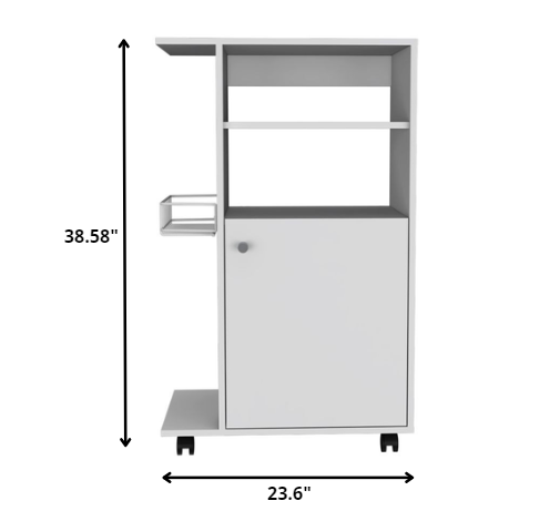 Contemporary White Rolling Kitchen Cart By Homeroots | Kitchen Carts | Modishstore - 3