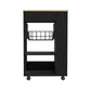 Sleek Black and Light Oak Portable Kitchen Cart By Homeroots | Kitchen Carts | Modishstore - 2