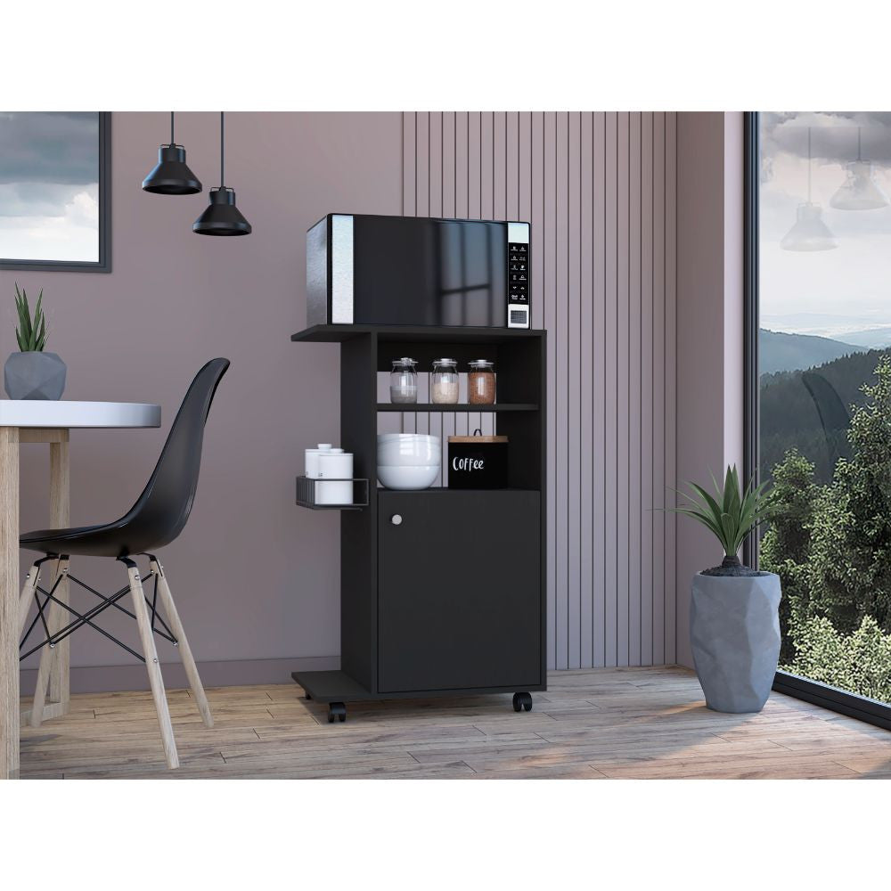 Contemporary Black Rolling Kitchen Cart By Homeroots | Kitchen Carts | Modishstore