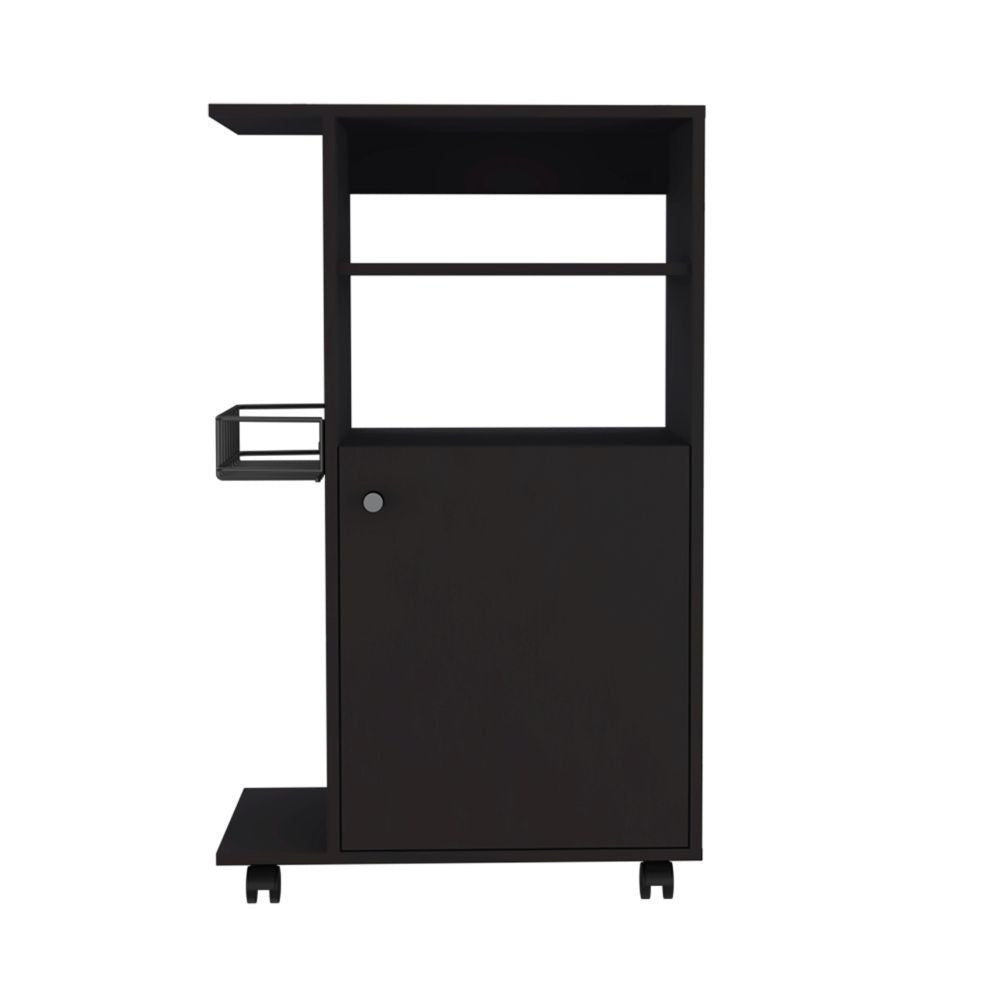 Contemporary Black Rolling Kitchen Cart By Homeroots | Kitchen Carts | Modishstore - 2
