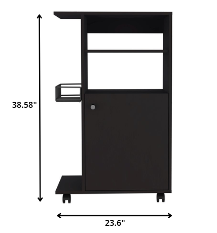 Contemporary Black Rolling Kitchen Cart By Homeroots | Kitchen Carts | Modishstore - 4